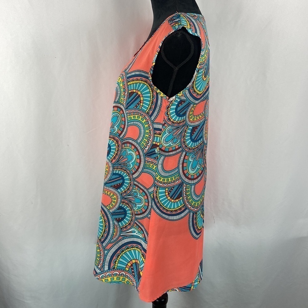 Hot & Delicious Coral Sheer Dress with Pattern - Picture 4 of 8